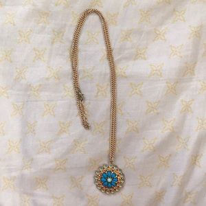 Gold & Blue Flower Necklace